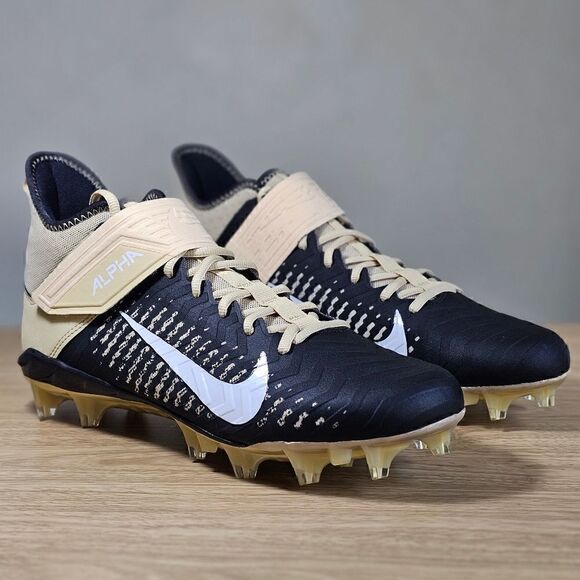 Nike Alpha Menace Pro 2 Mid Football Cleats Black Gold White Men\'s 11 BV3946-700 main image 12